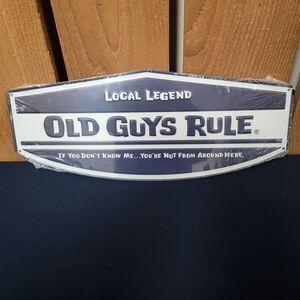 Vintage Style Metal Sign Local Legend Old Guys Rule Bar Navy White 15 x 6" NWT